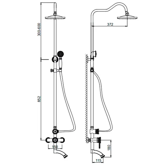 Душевая стойка со смесителем Gerhans K19 K19018 бронза, изображение 2