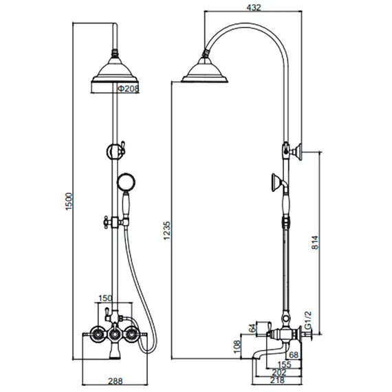 Душевая стойка со смесителем Gerhans K20G K19020G золото, изображение 2