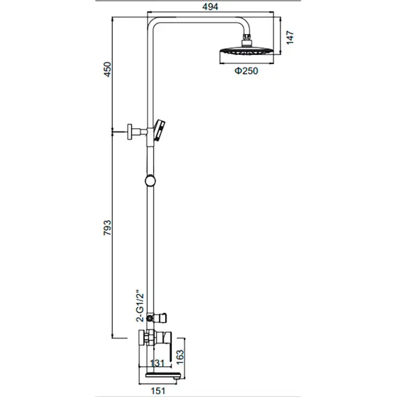 Душевая стойка со смесителем Gerhans K22 K19022 хром, изображение 2