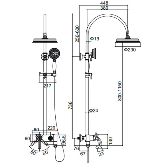 Душевая стойка со смесителем Gerhans K26W K19026W хром/белый, изображение 2