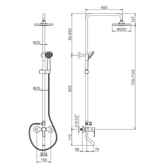 Душевая стойка со смесителем Ledeme L2403-1 хром, изображение 30