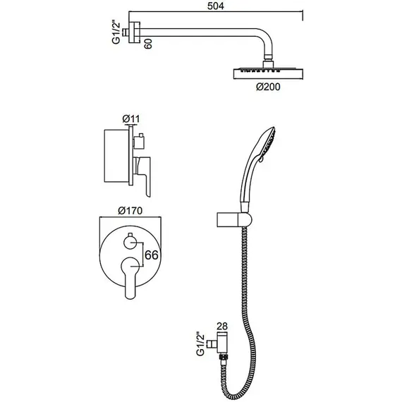 Душевой комплект Ledeme L2403-2 хром, изображение 2