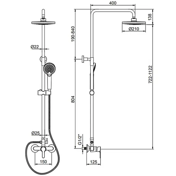 Душевая стойка Ledeme L2403 150 см хром, изображение 2
