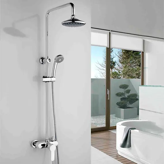 Душевая стойка со смесителем и тропическим душем Ledeme R L2409 хром, изображение 5