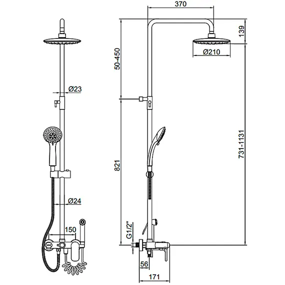 Душевая стойка Ledeme L2413 хром, изображение 2