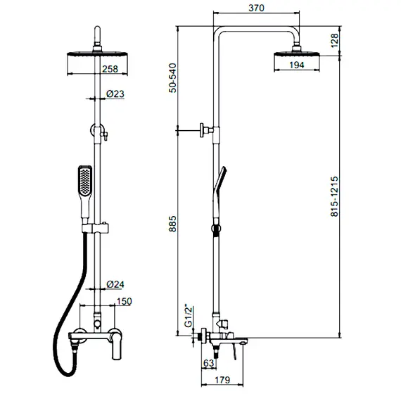 Душевая стойка со смесителем Ledeme R L2414 хром, изображение 2