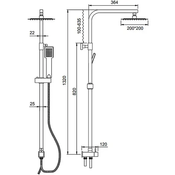 Душевая стойка без смесителя Ledeme L2416 хром, изображение 2