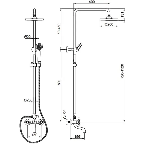 Душевая стойка Ledeme L2419 хром, изображение 2