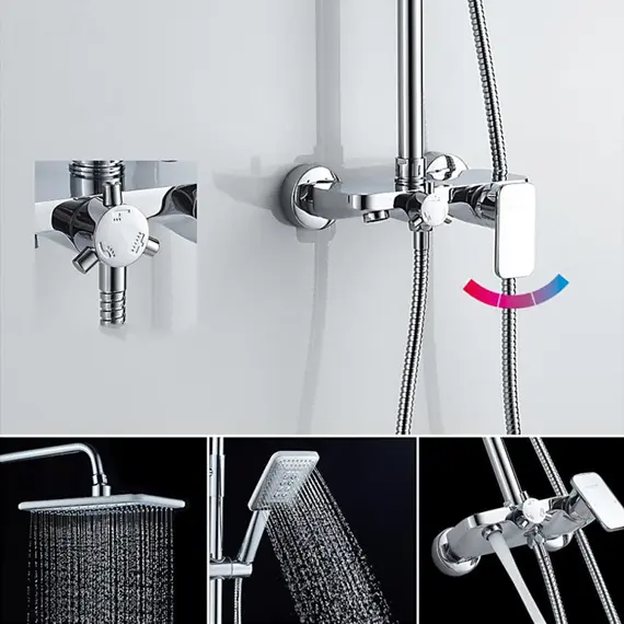 Душевая стойка со смесителем и тропическим душем Ledeme R L2421 хром, изображение 9