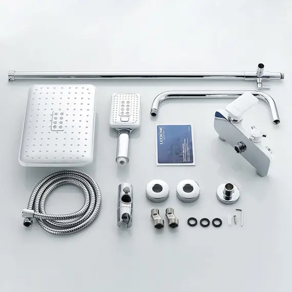 Душевая стойка со смесителем Ledeme L2421W белый/хром, изображение 10