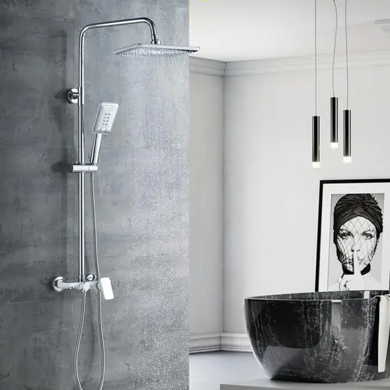 Душевая стойка со смесителем Ledeme L2421W белый/хром, изображение 12