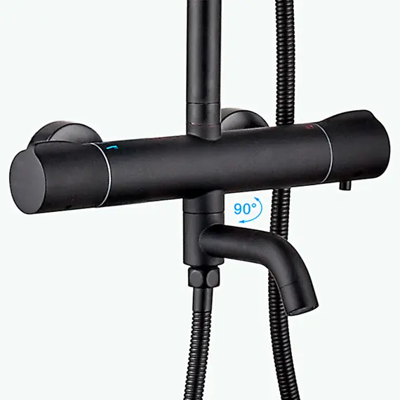 Душевая стойка с термостатом Ledeme L2422B матовый черный, изображение 13