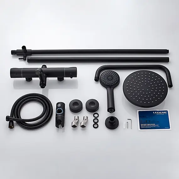 Душевая стойка с термостатом Ledeme L2422B матовый черный, изображение 15