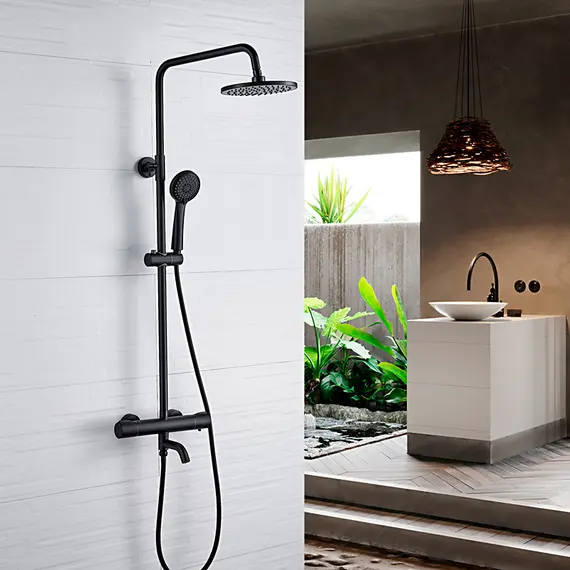 Душевая стойка с термостатом Ledeme L2422B матовый черный, изображение 16