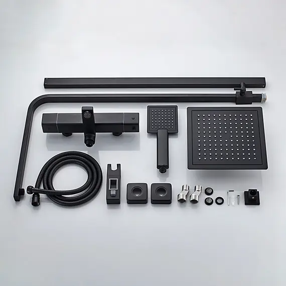 Душевая стойка с термостатом Ledeme L2424B матовый черный, изображение 15