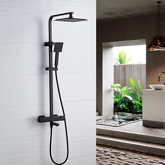 Душевая стойка с термостатом Ledeme L2424B матовый черный, изображение 16