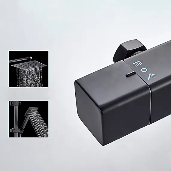 Душевая стойка с термостатом Ledeme L2424B матовый черный, изображение 6