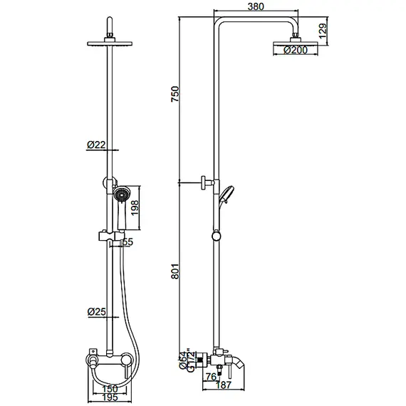 Душевая стойка Ledeme L2452A нержавеющая сталь, изображение 2