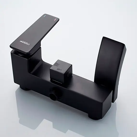 Душевая стойка со смесителем и тропическим душем Ledeme R L2478B матовый черный, изображение 4