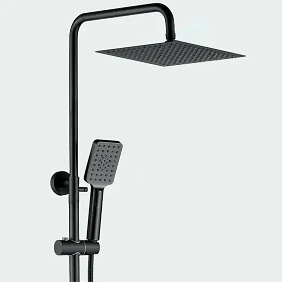 Душевая стойка со смесителем и тропическим душем Ledeme R L2478B матовый черный, изображение 6