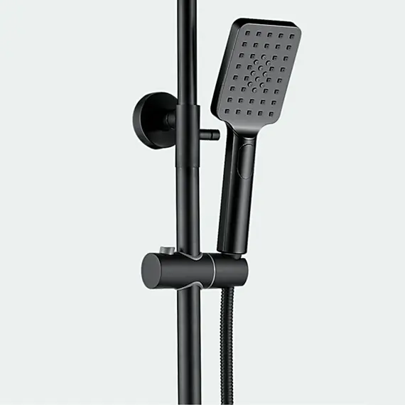 Душевая стойка со смесителем и тропическим душем Ledeme R L2478B матовый черный, изображение 7