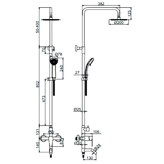 Душевая стойка Ledeme L72402 нержавеющая сталь, изображение 2