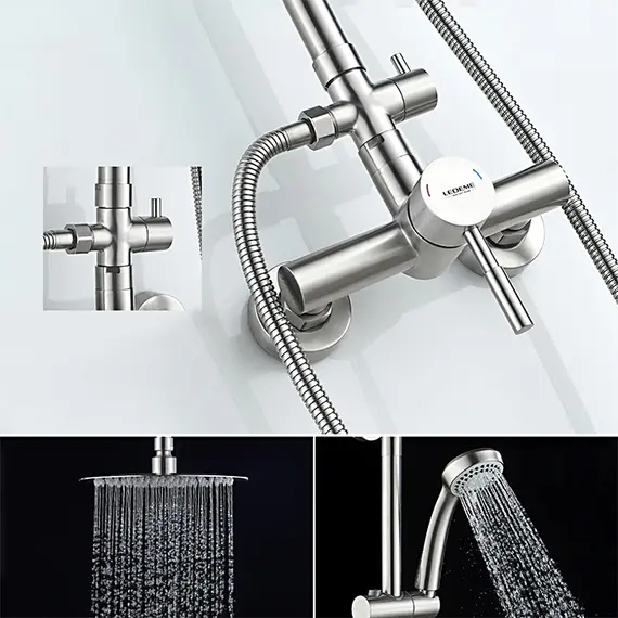 Душевая стойка со смесителем Ledeme L72405 нержавеющая сталь, изображение 11