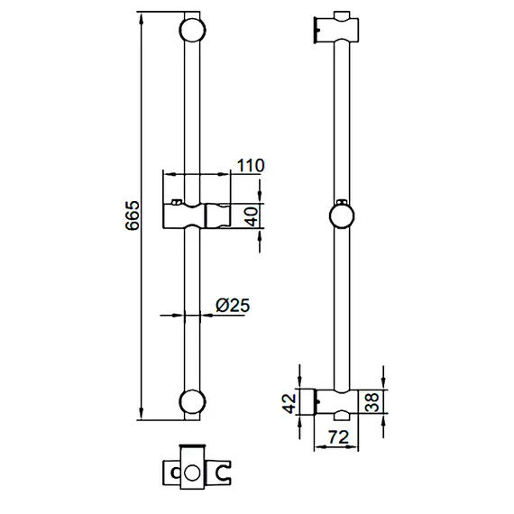 Душевая штанга Ledeme L78001-3 нержавеющая сталь, изображение 2