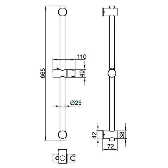 Душевая штанга Ledeme L78001B-3 матовый черный, изображение 2