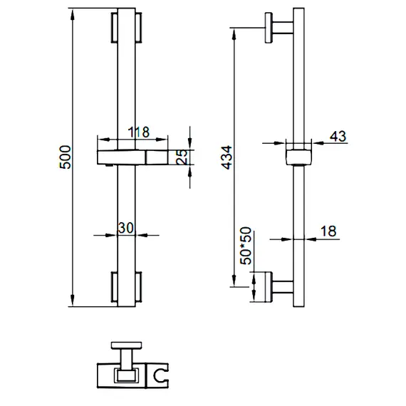 Душевая штанга Ledeme L78002-3 нержавеющая сталь, изображение 2