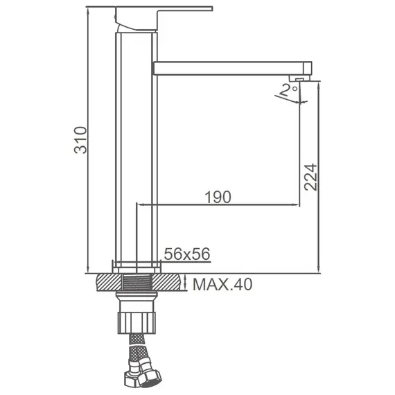 Смеситель для раковины высокий Ledeme R L1133B черный матовый, изображение 8
