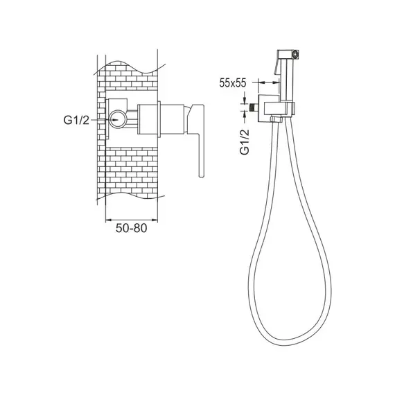 Смеситель с гигиеническим душем Rose R2805H, изображение 2