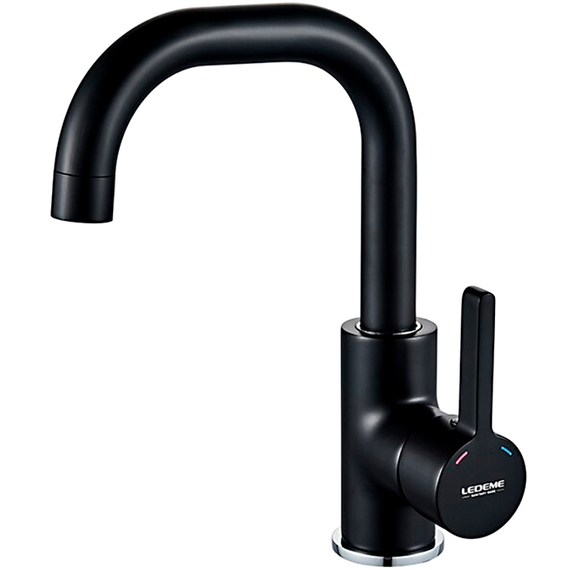 Смеситель для раковины с поворотным изливом Ledeme R L1099B черный