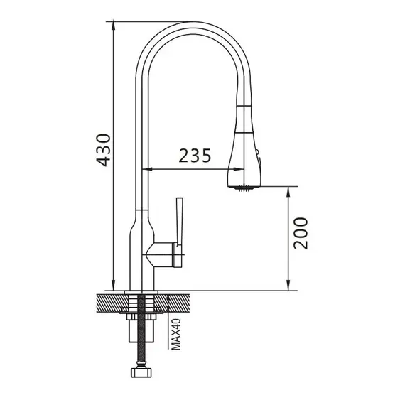 Смеситель для кухни с выдвижной лейкой душ Shevanik S163H черный, изображение 2