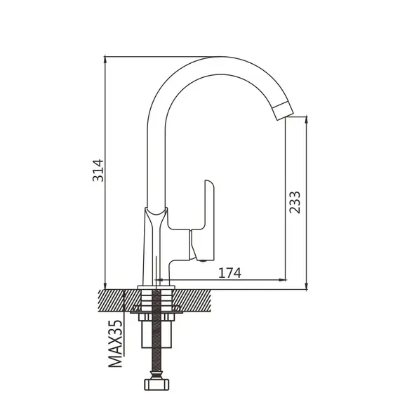 Смеситель для кухни Shevanik S6053F, изображение 2