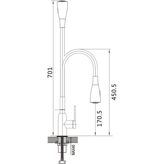 Смеситель для кухни с гибким изливом Shevanik S843C-1, изображение 3