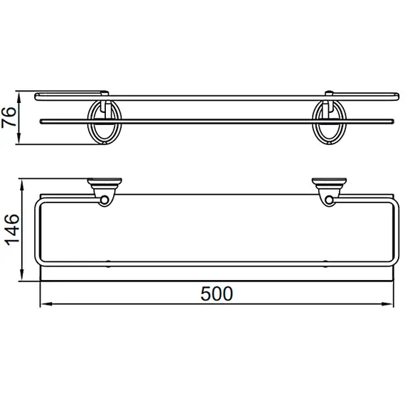 Стеклянная полка Ledeme L1507-1 хром, изображение 2
