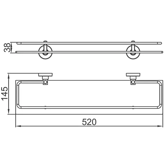 Стеклянная полка с откидным ограничителем в ванную комнату Ledeme L1707-1 хром, изображение 2