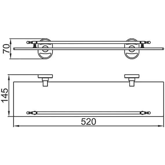 Стеклянная полка Ledeme L1907 хром, изображение 2