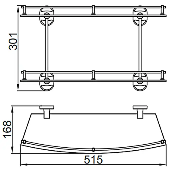 Стеклянная полка Ledeme L1920-2 хром, изображение 2