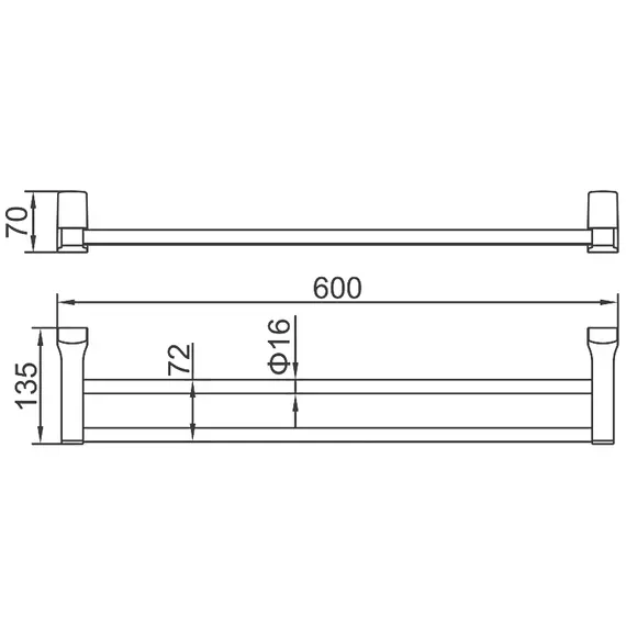 Полотенцедержатель прямой Ledeme L30309 хром, изображение 2