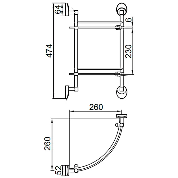 Угловая стеклянная полка Ledeme L3307-2 хром, изображение 2