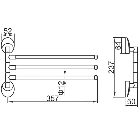 Полотенцедержатель Ledeme L3313 хром, изображение 2