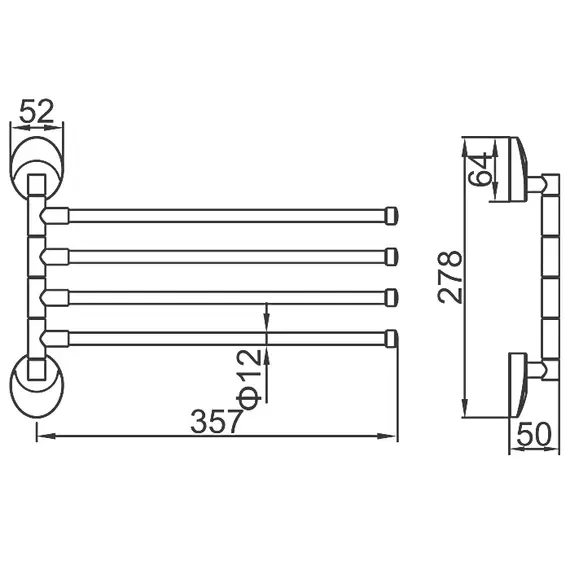 Полотенцедержатель Ledeme L3314 хром, изображение 2