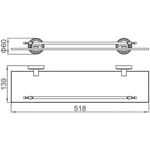 Стеклянная полка Ledeme L3507 хром, изображение 2