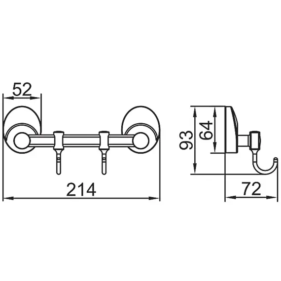Держатель с 2-мя крючками Ledeme L3315-2 хром, изображение 2