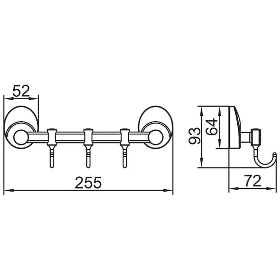 Держатель с 3-мя крючками Ledeme L3315-3 хром, изображение 2