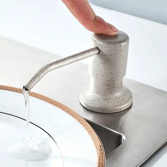 Дозатор жидкого мыла Ledeme L405K 400 мл бежевый, изображение 7