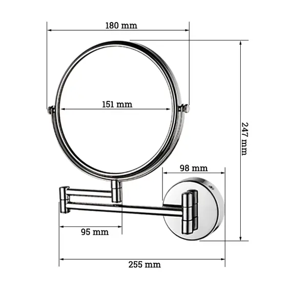 Косметическое зеркало Ledeme L6106 хром, изображение 2