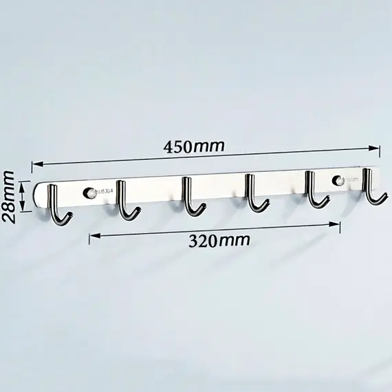 Держатель с 6-ю крючками Ledeme L70201-6 нержавеющая сталь, изображение 2